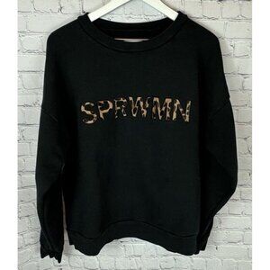 SPRWMN Women’s Crewneck Cotton Sweatshirt Leopard Calf Hair Logo Size Medium